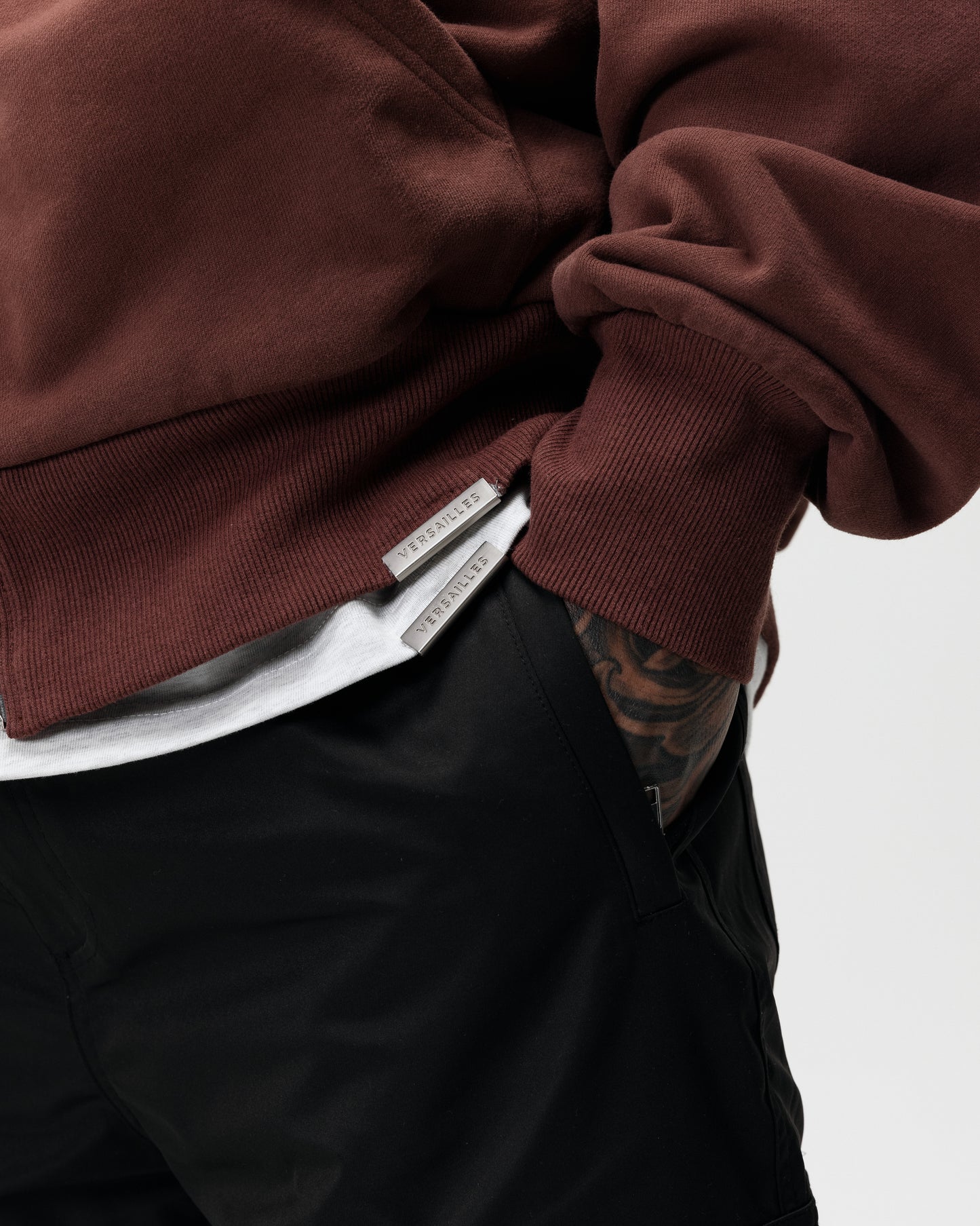 LUXURY ESSENTIALISM ZIP THROUGH HOODIE - VINTAGE WASHED CHOCOLATE