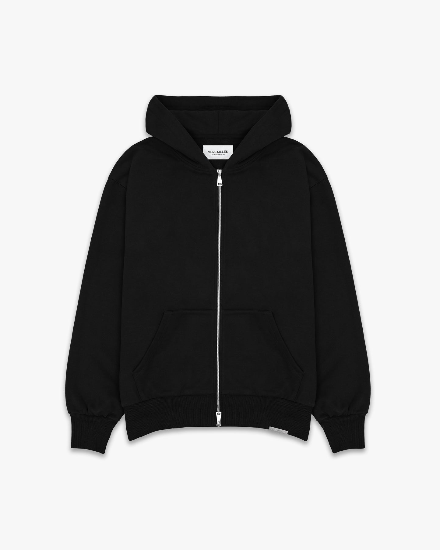 LUXURY ESSENTIALISM ZIP THROUGH HOODIE - SOLID BLACK