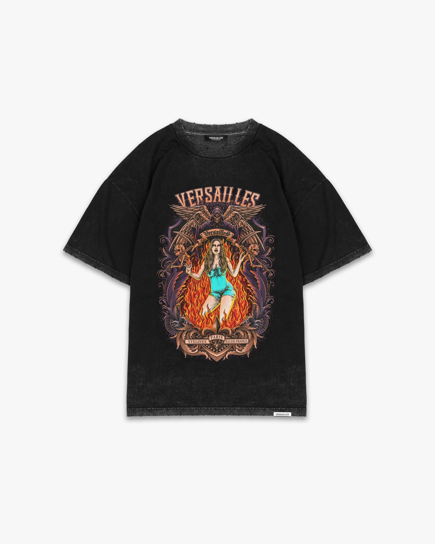 HELL HATH NO FURY TEE - DISTRESSED/WASHED BLACK