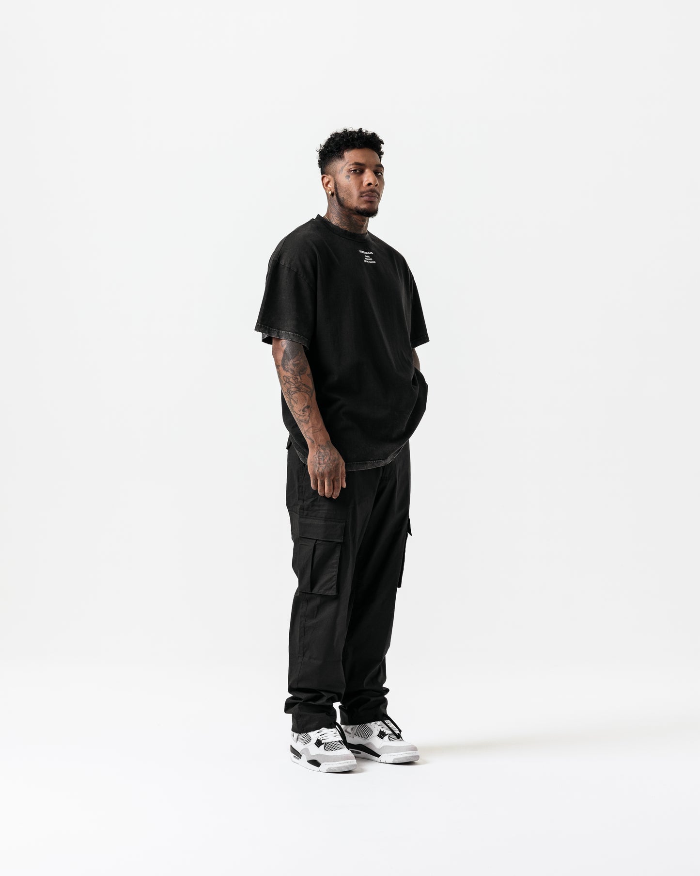 MINIMALISM SIGNATURE TEE - DISTRESSED WASHED BLACK SAMPLE